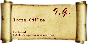 Incze Géza névjegykártya